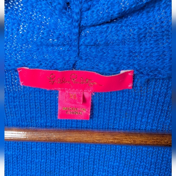 Lilly Pulitzer Womens Faretta Cardigan Royal Blue Fringe Cotton XL - Picture 4 of 6